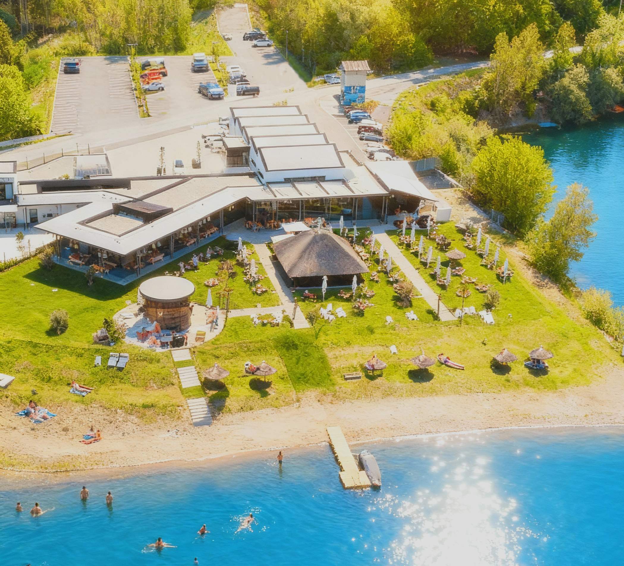 Ein gutes Essen am See, tanzen und entspannen